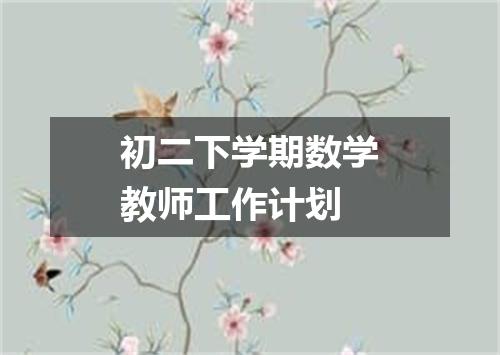 初二下学期数学教师工作计划