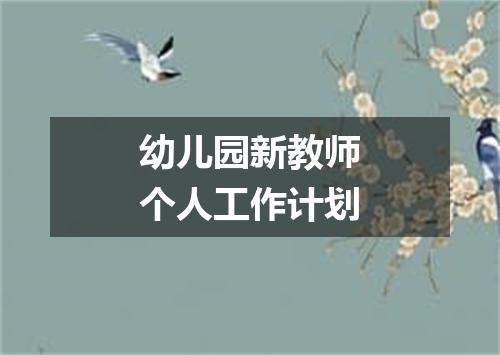 幼儿园新教师个人工作计划