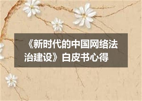 《新时代的中国网络法治建设》白皮书心得