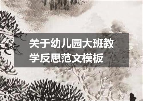 关于幼儿园大班教学反思范文模板