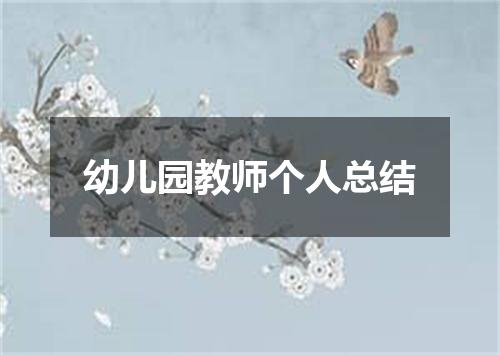 幼儿园教师个人总结