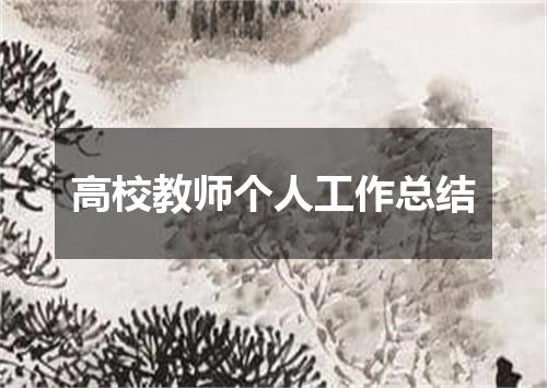 高校教师个人工作总结