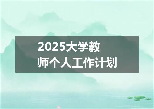 2025大学教师个人工作计划
