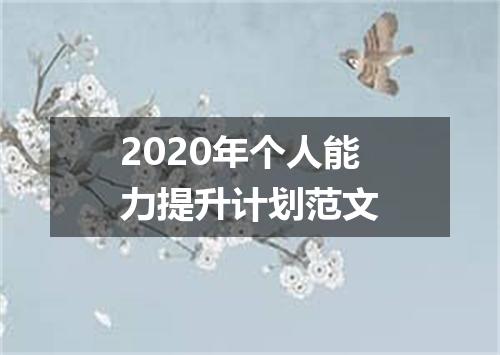 2020年个人能力提升计划范文
