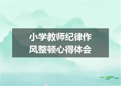 小学教师纪律作风整顿心得体会
