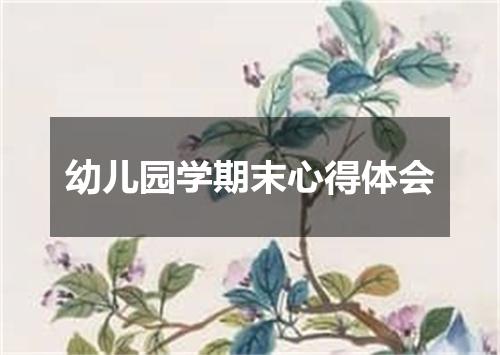 幼儿园学期末心得体会