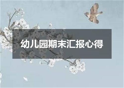幼儿园期末汇报心得