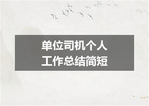 单位司机个人工作总结简短