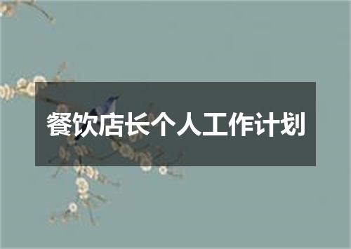 餐饮店长个人工作计划