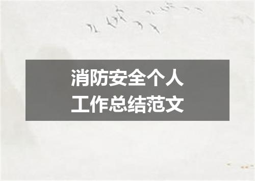 消防安全个人工作总结范文