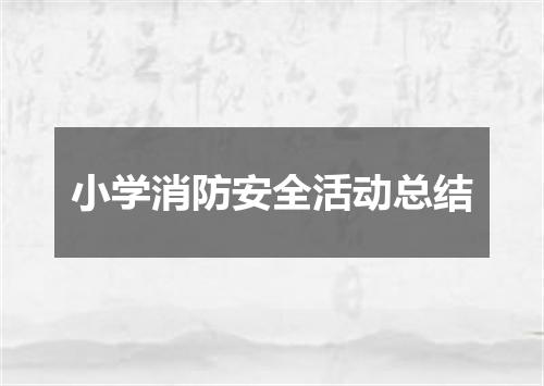 小学消防安全活动总结