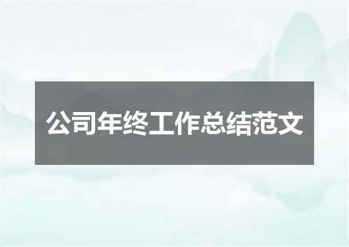 公司年终工作总结范文