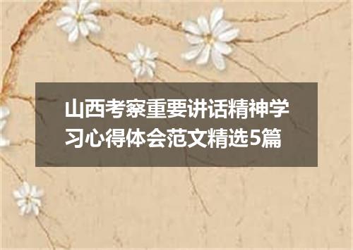 山西考察重要讲话精神学习心得体会范文精选5篇