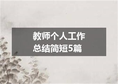 教师个人工作总结简短5篇