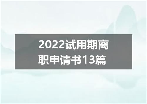 2022试用期离职申请书13篇
