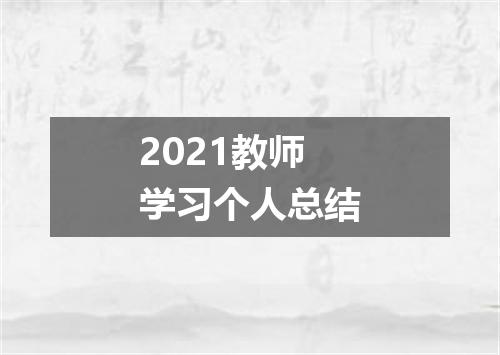2021教师学习个人总结