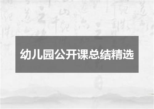 幼儿园公开课总结精选