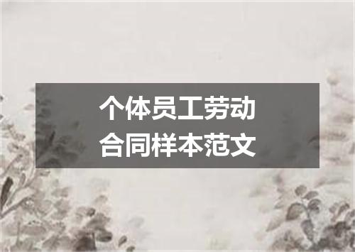 个体员工劳动合同样本范文