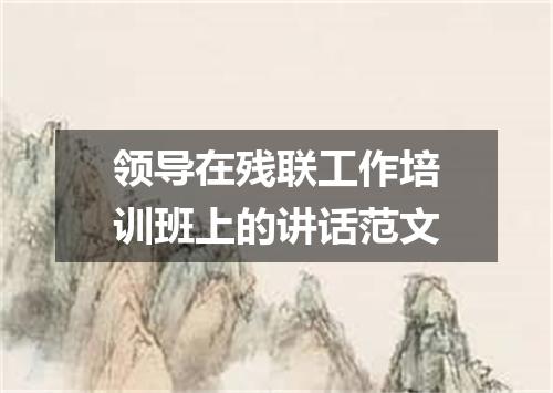 领导在残联工作培训班上的讲话范文