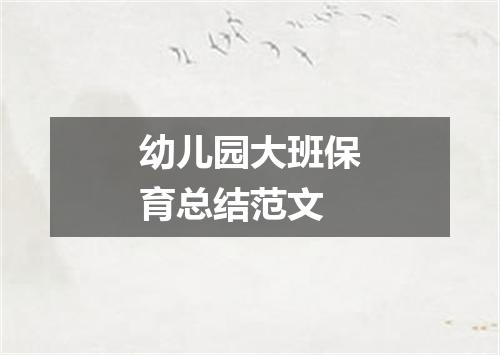 幼儿园大班保育总结范文