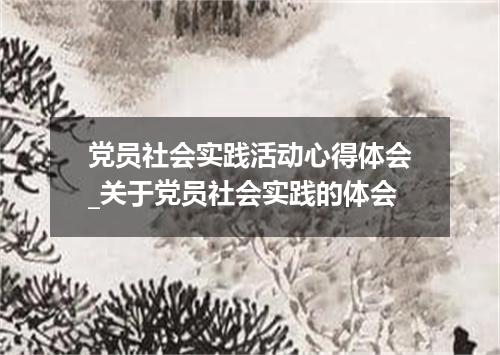 党员社会实践活动心得体会_关于党员社会实践的体会