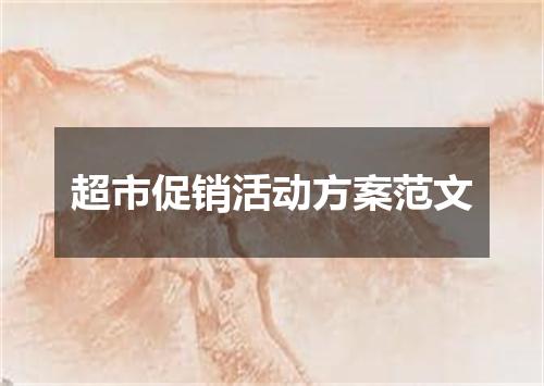 超市促销活动方案范文