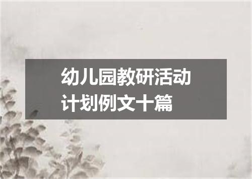 幼儿园教研活动计划例文十篇