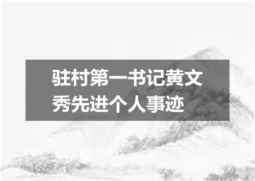 驻村第一书记黄文秀先进个人事迹