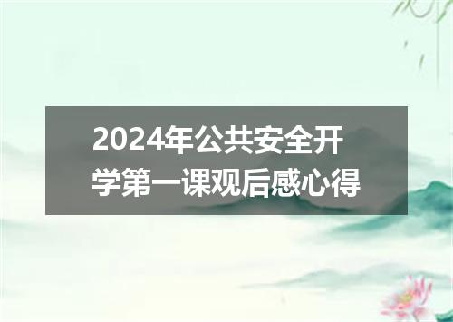2024年公共安全开学第一课观后感心得