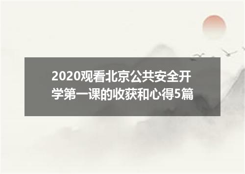 2020观看北京公共安全开学第一课的收获和心得5篇