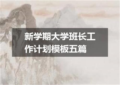 新学期大学班长工作计划模板五篇