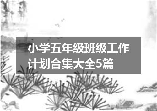 小学五年级班级工作计划合集大全5篇