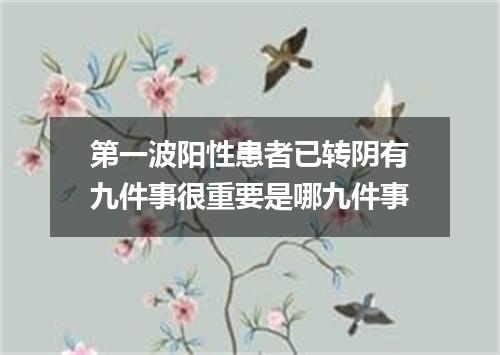 第一波阳性患者已转阴有九件事很重要是哪九件事