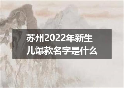 苏州2022年新生儿爆款名字是什么