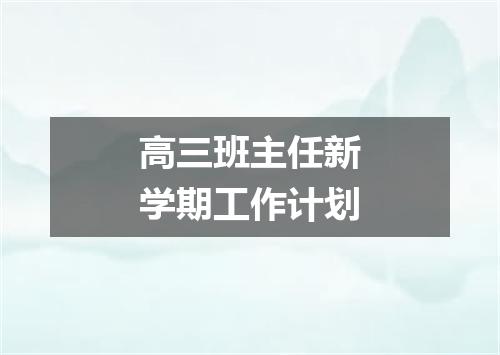 高三班主任新学期工作计划