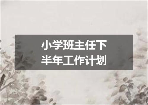 小学班主任下半年工作计划
