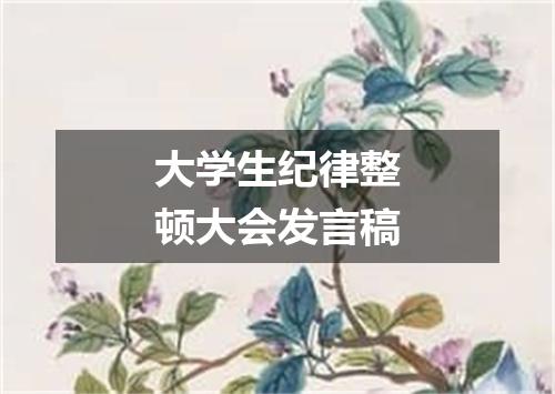 大学生纪律整顿大会发言稿