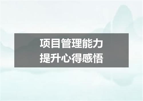 项目管理能力提升心得感悟
