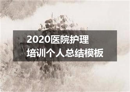 2020医院护理培训个人总结模板