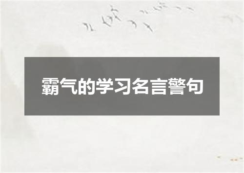 霸气的学习名言警句