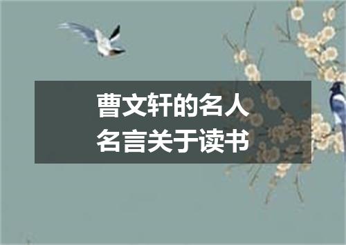 曹文轩的名人名言关于读书