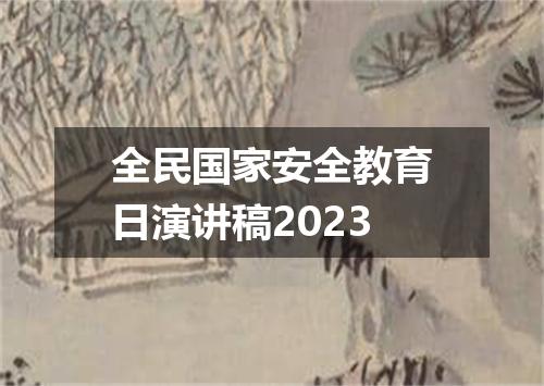 全民国家安全教育日演讲稿2023