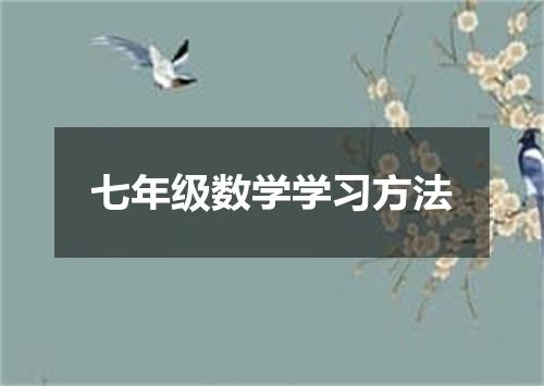 七年级数学学习方法