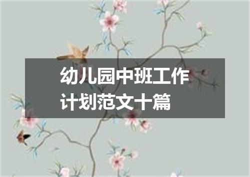 幼儿园中班工作计划范文十篇