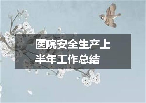 医院安全生产上半年工作总结