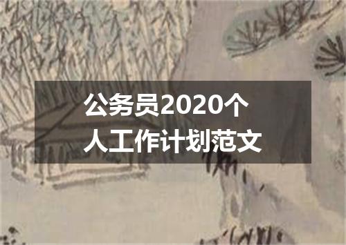 公务员2020个人工作计划范文