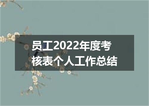 员工2022年度考核表个人工作总结