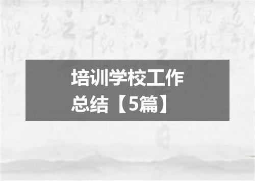 培训学校工作总结【5篇】