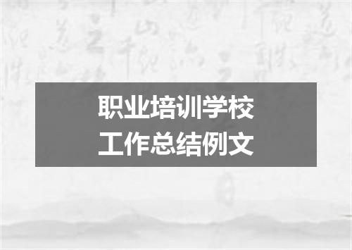 职业培训学校工作总结例文