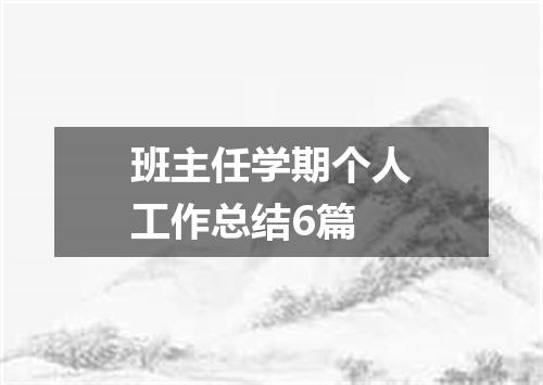 班主任学期个人工作总结6篇